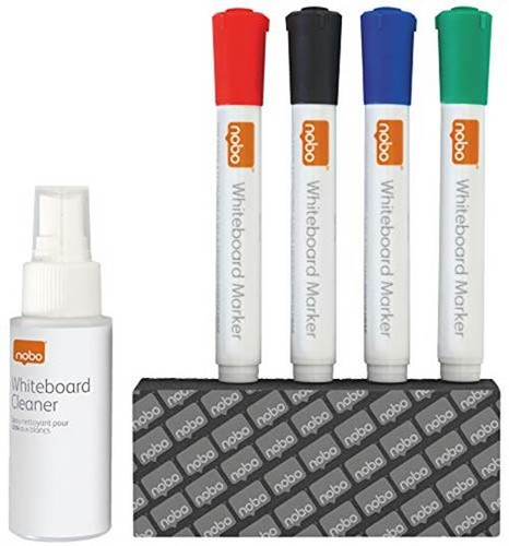 Nobo Dry Erase Whiteboard Accessory Starter Kit, Cleaning & Care Set, Includes 