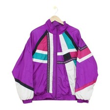 Vintage Shell Track Jacket Womens Size XL Multicoloured 80s Patterned Oversized