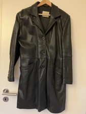 Schwarzer Ledermantel Gr. 40, Vintage 90er Jahre, dickes Leder, gefüttert  