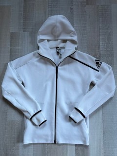 tolle Herren Kaputzenjacke / Sweatjacke von Adidas weiß Gr. S