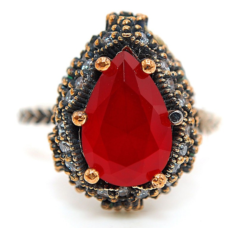 Ottoman Empire 4CT Heat Treated Fire Garnet 925 Sterling Silver Ring Sz 8 H4-3