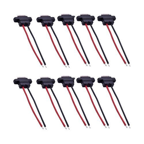 10PCS IP67 Welding 2Pin Waterproof TYPE-C Female Power Socket Adapter Wire - Afbeelding 4 van 7
