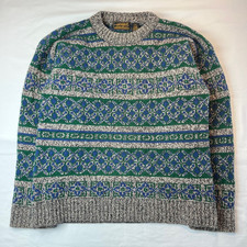Vintage 80s Eddie Bauer Wool Celtic Geometric HEAVY Knit Men M Sweater Hong Kong