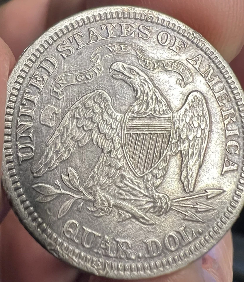 1873-P~ Seated Liberty 25c No Arrows Open 3 ~ Better  Date ~ VF++ Details  - Image 3 of 4