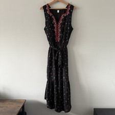 Gap Tiered Midi Dress Sz M Cottagecore Western Country Boho Dark Peasant