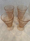4 Vintage Pink Sharon Federal Depression Glass Footed Tumblers 15 Oz Perfect