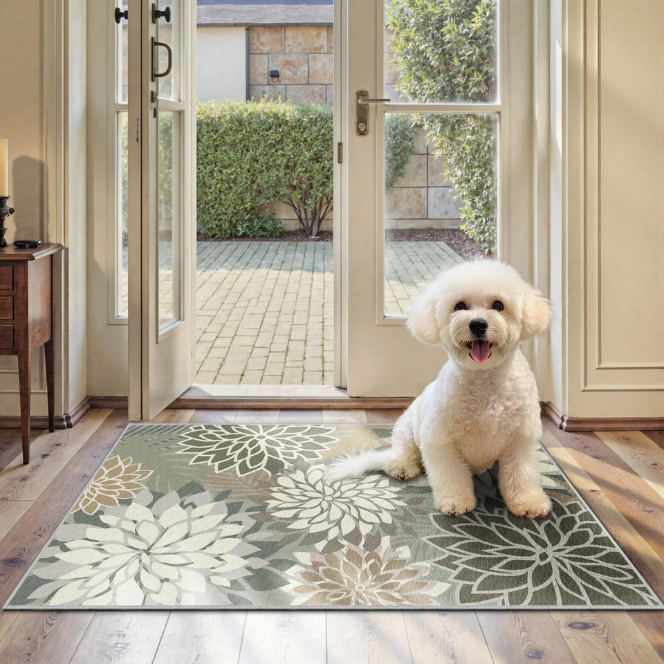 Alfombra de Área 2x3 Marrón Blanco Lavable Alfombra de Entrada Halloween Otoño Alfombra Exterior Tropical... Foto 2 de 4