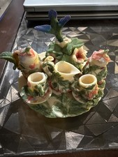 Vintage Miniature Tea Set With Platter Floral Garden Theme