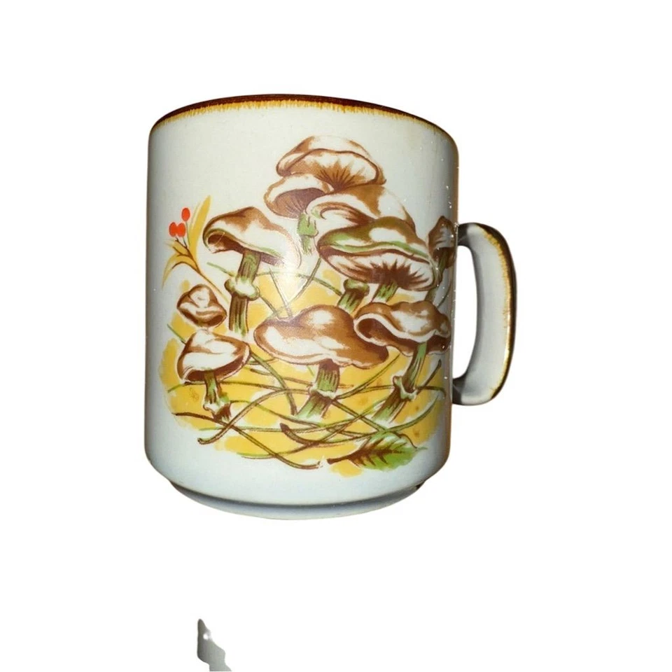 Juego de 4 tazas de café Otagiri de colección de cerámica con setas Cottagecore Retro boho whimsi años 70’s Foto 4 de 4
