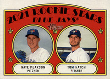 2021 Topps Heritage 301 Nate Pearson Tom Hatch RC Toronto Blue Jays Rookie Stars