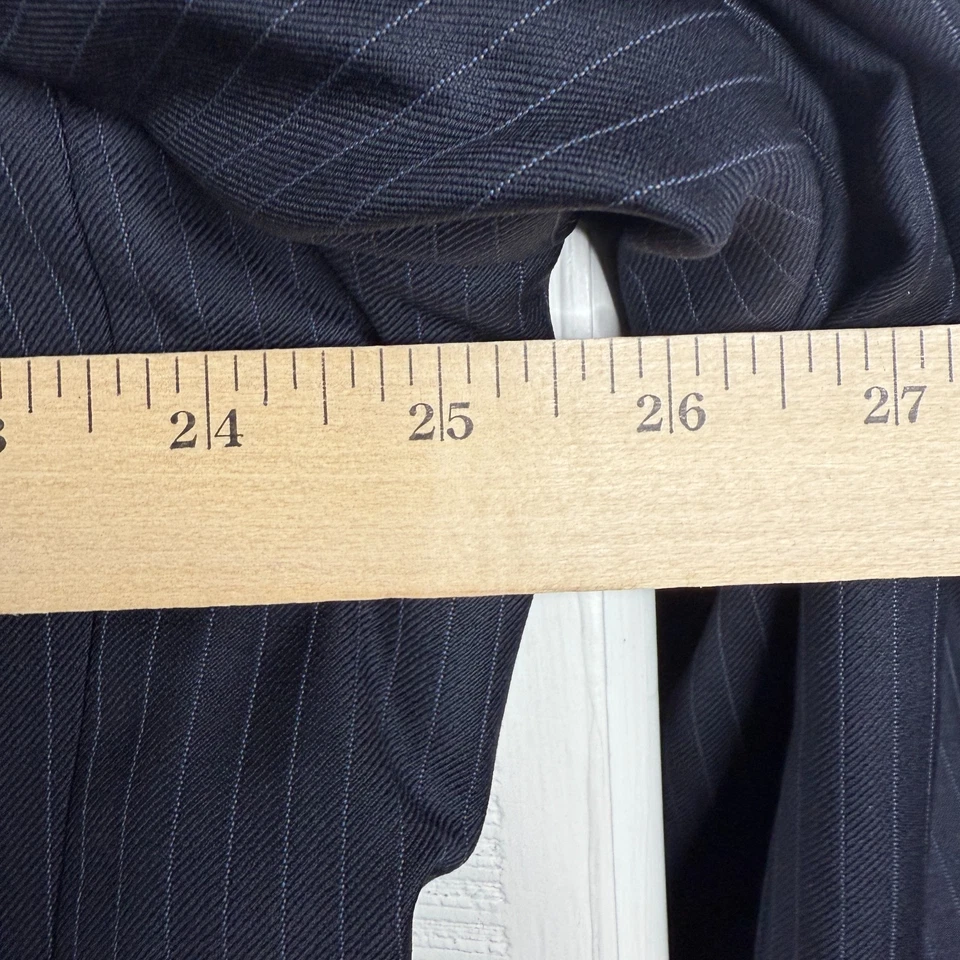 Calvin Klein Suit Mens 50R Navy Blue Pinstripe 2 Button 100% Wool Pants 46x27 - Image 3 of 4