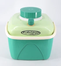 VTG Thermos HOLIDAY Picnic Jug Cooler Aqua & Mint Green 8.5" Square 1 Gal.