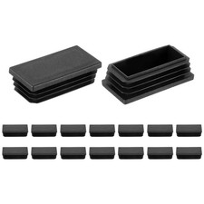16Pcs Rectangle Tubing End Caps 2 3/8 x 1 3/16 Inch Plastic Plugs Black