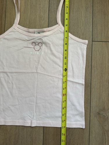 Vintage Y2K Disney Store Baby Pink Mickey Rhinestone Tank Top NWT Straps - Picture 4 of 11