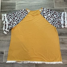 Boutique Style Women’s Top Boho Leopard Fringe Size 4X