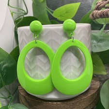 3 Silver-tone Acrylic Exaggerated Hoop Dangle Earring Set New Free Ship B8925