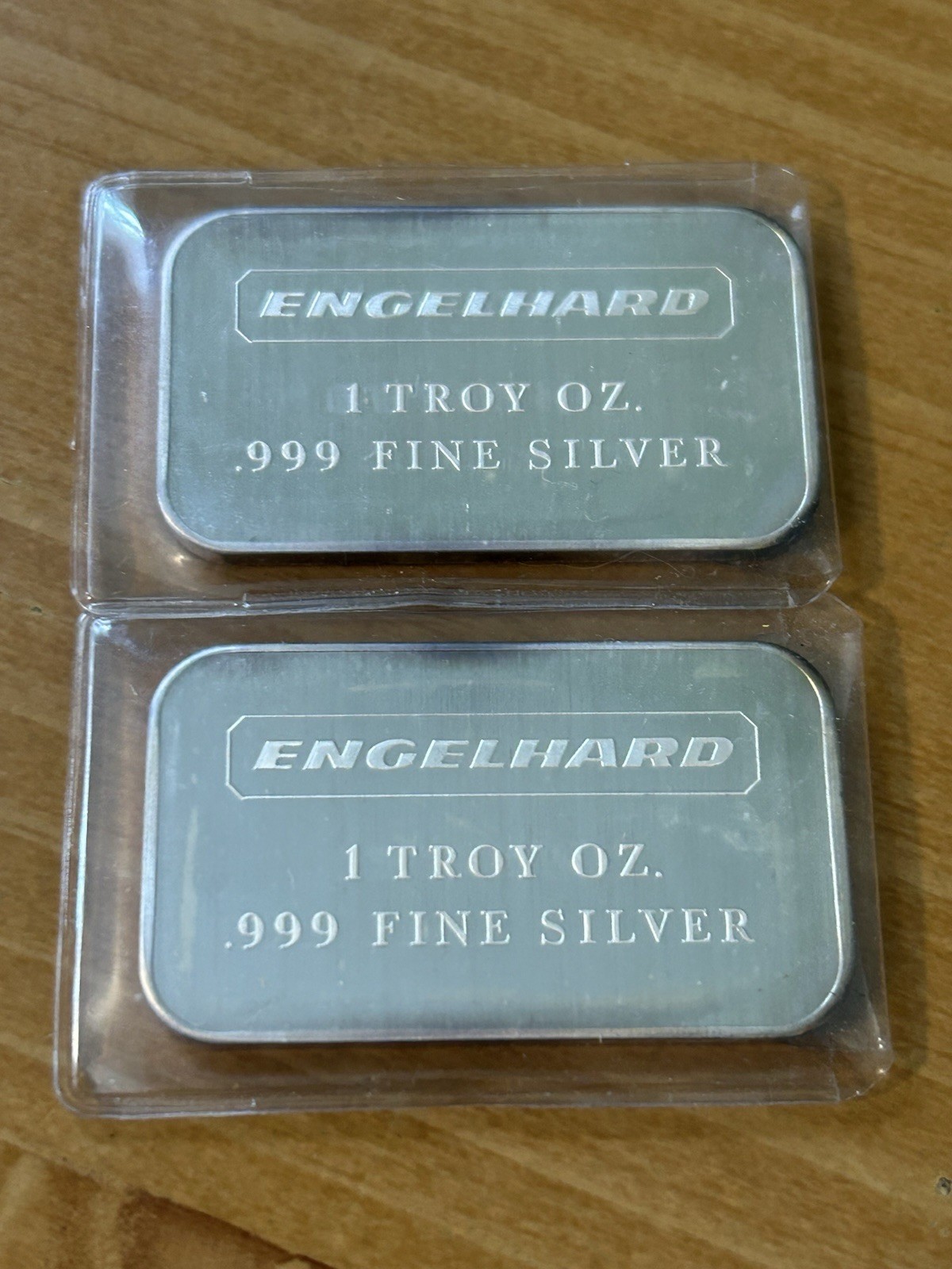 Two Engelhard 1oz .999 Fine Silver Bars