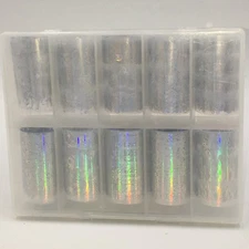 Unbranded 10 Piece Box Set of Nail Foil Transfer Stickers "Smoking Hot" Silver