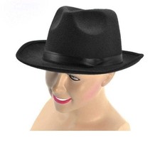 Gangster Hat Wool Felt Black Fedora