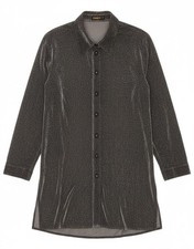 CHALOU Womens See Through Long Sleeve Shirt Dress EU 44 XL Grey Flecked BS25