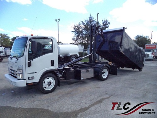 2024 Isuzu NPR HD Gas w/ Stellar Hooklift Rolloff Container Trash Dump Landscape