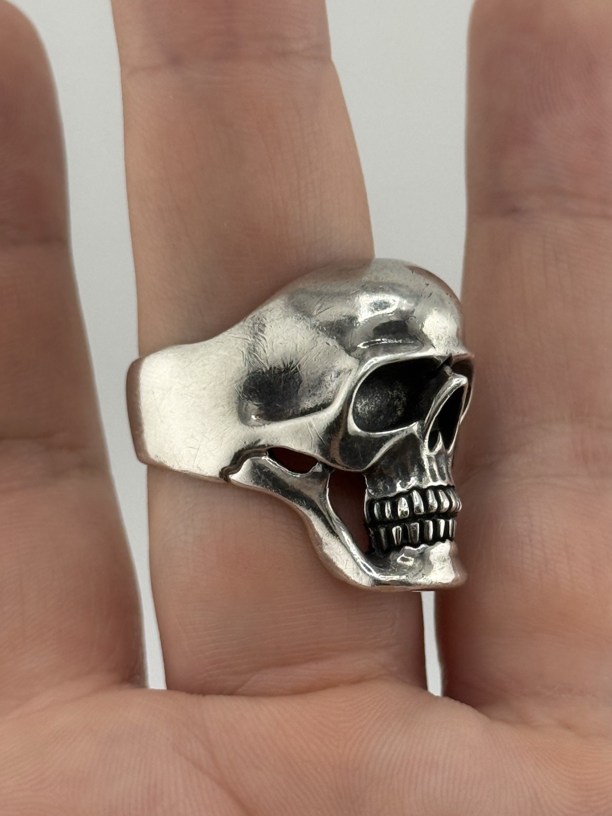 Skull Ring Solid Sterling Silver 925 Ring Heavy B… - image 2
