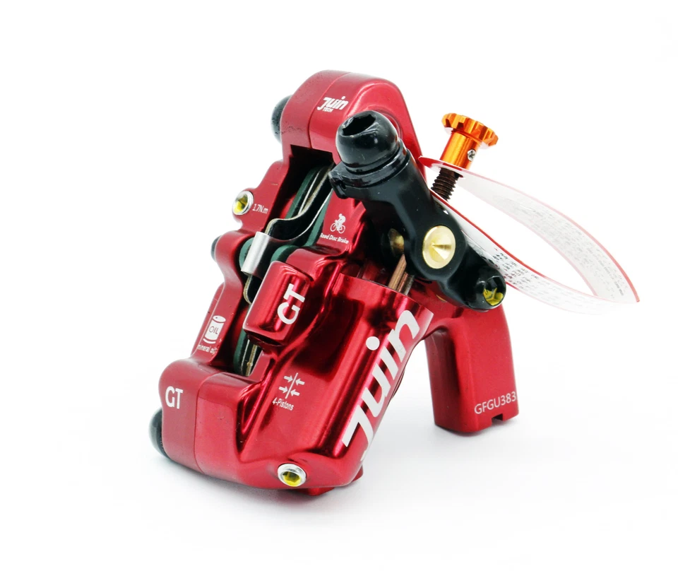 Juin Tech GT-F Cyclocross eBike Fahrrad 4-Kolben Scheibenbremse Bremssattel Set rot - Bild 2 von 4