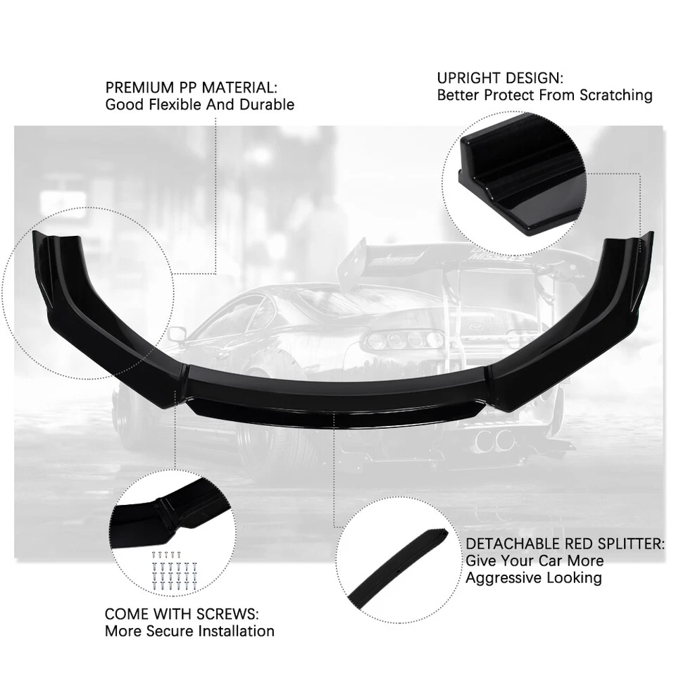 For HYUNDAI VELOSTER 2012-2021 Gloss Front Bumper Lip Splitter Diffuser Body Kit Foto 3 de 4