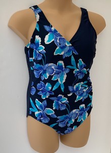 blue floral bathing suit