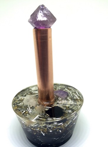 2 Powerful Loaded Petite Orgone Art Mini Cloud Buster Featuring Purple fluorite - Picture 4 of 12