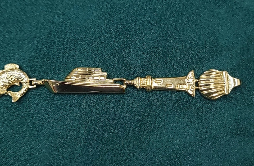 14kt Yellow Gold Boat Life Nautical Charm Bracelet 7" 11.5 Grams - Image 2 of 4