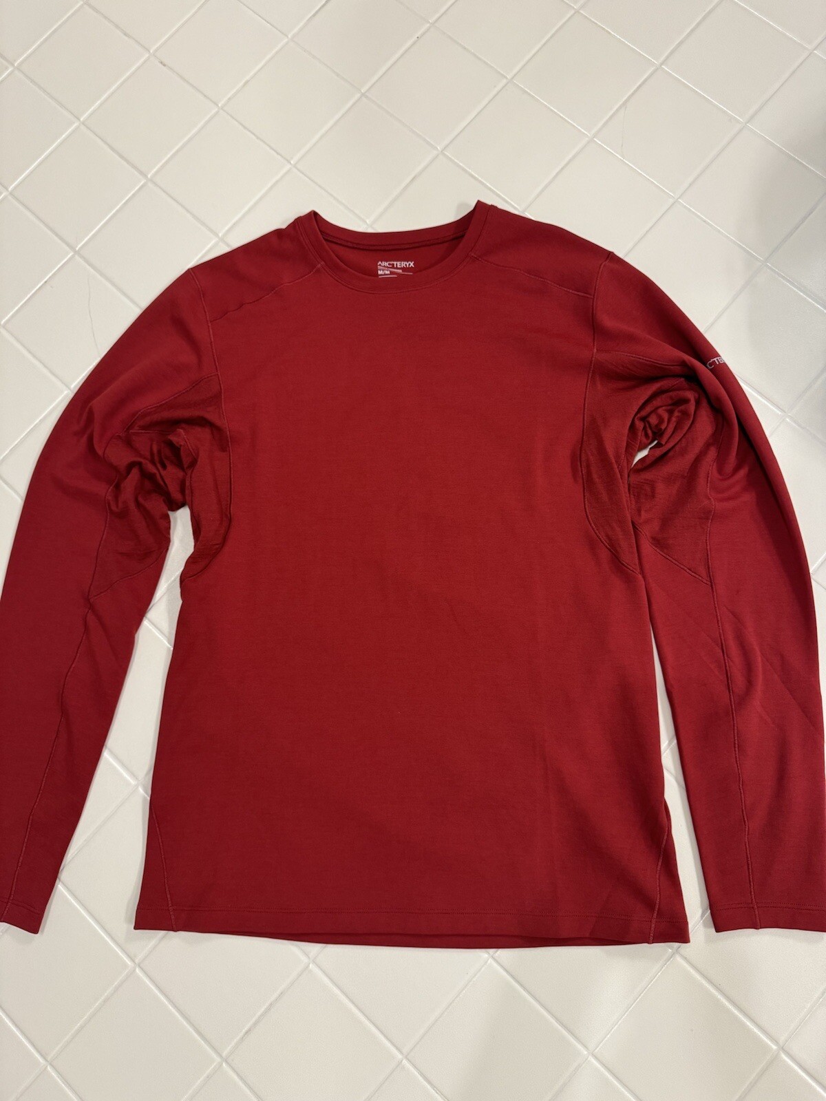 PULLOVER ARC'TERYX uomo RHO Crew collo manica lunga taglia M rosso bordeaux