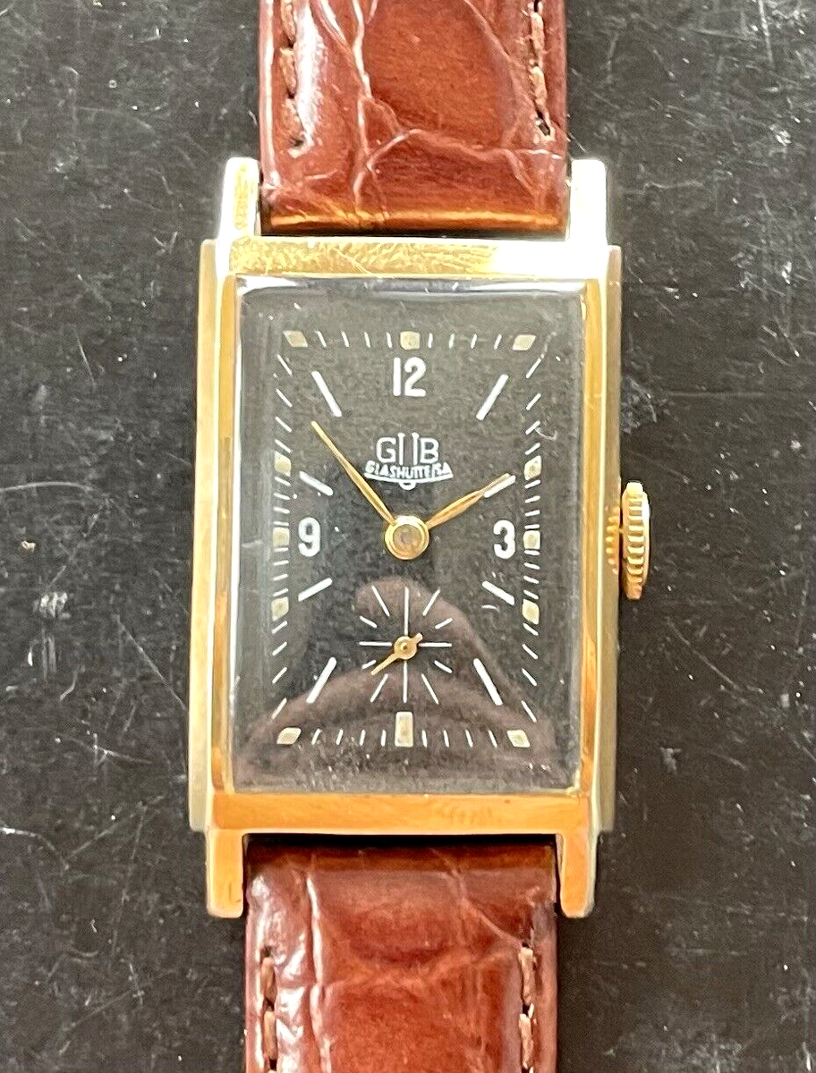 Glashütte GUB UROFA 581 Raumnutzwerk Art Deco Herren Armbanduhr um 1939