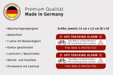 BIKE-label Anti-Diebstahl Aufkleber Set – 8 Stück, GPS Tracking Warnhinweise