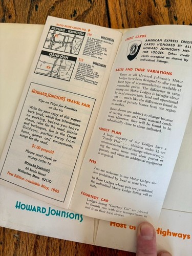 Carpeta de invitados Howard Johnson's 1965 y directorio de lodges y restaurantes de motor - Imagen 6 de 6