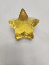 "FIRE AND LIGHT" Signed Shooting Star Art Glass Paperweight Yellow Citrus