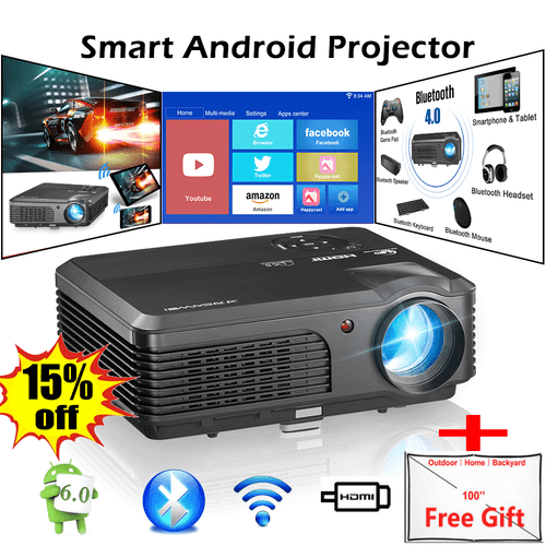 LED Smart Home Android Projector Wireless Theater Cinema Movie HD 1080p HDMI BT TN10463 LED Smart Home Android Projector Wireless Theater Cinema Movie HD 1080p HDMI BT TN10463