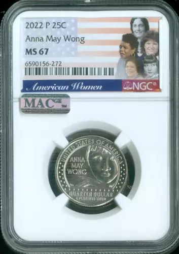 2022 P ANNA MAY WONG AMERICAN WOMEN QUARTER NGC MS67 MAC QUALITY✔️