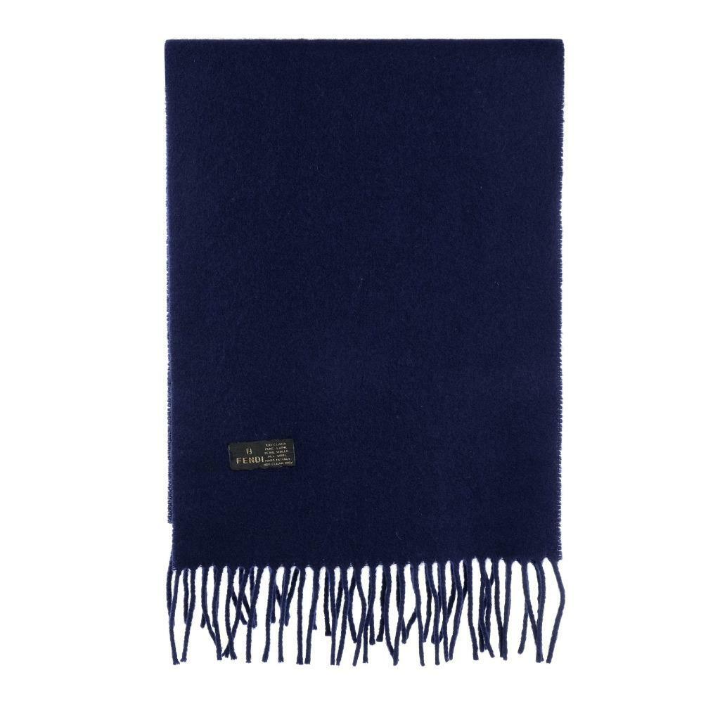 FENDI Scarf Vintage 100% Wool Navy 100% Wool Made in ITALY