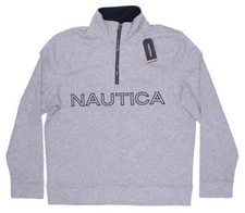 NWT - NAUTICA Men's 'EMBROIDERED LOGO' Grey LONG-SLEEVE 1/4-ZIP JACKET - S