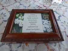 Sankyo Wife Music Box Plays "What a Friend We Have in Jesus" 8x6x2.75 in.