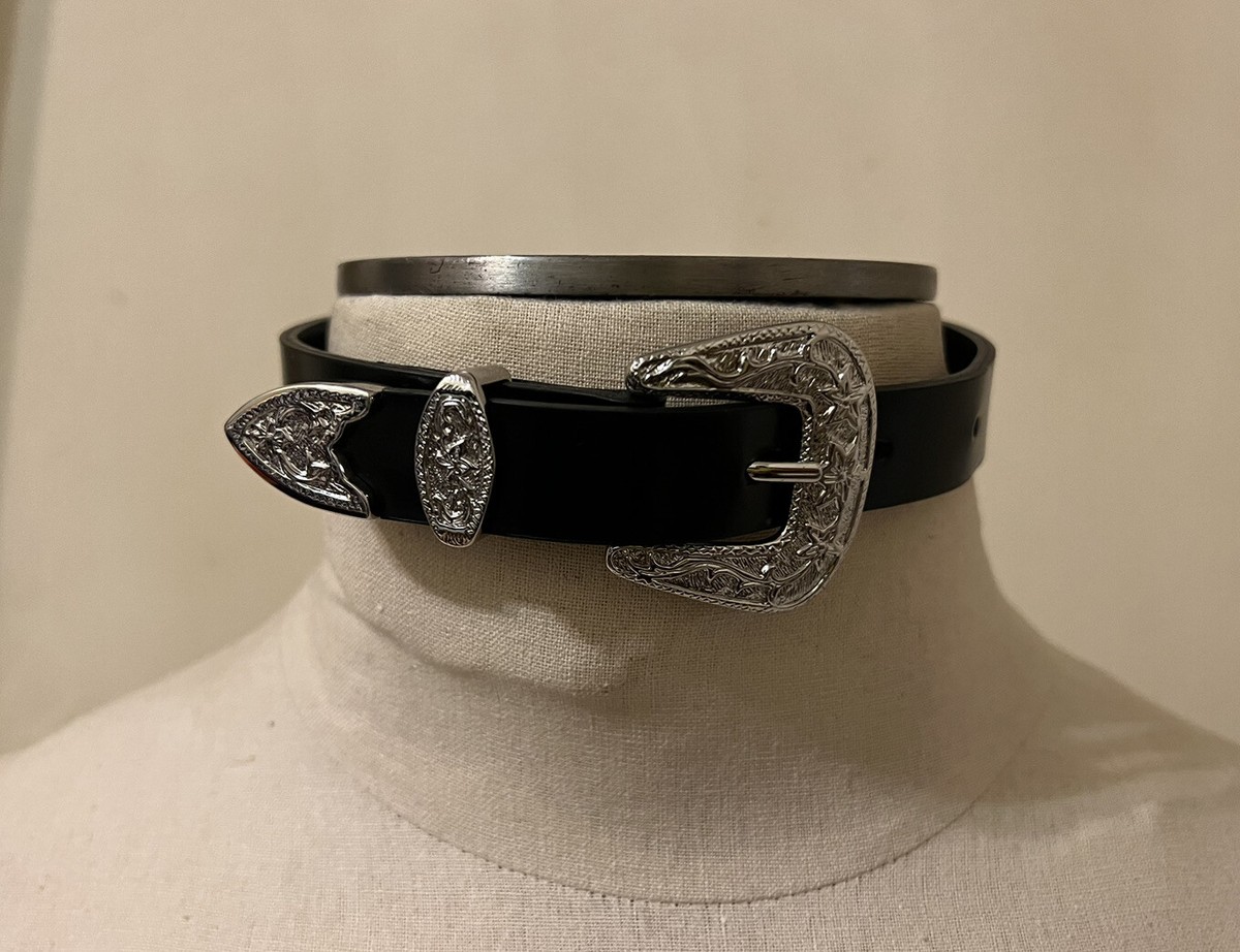DSQUARED² RUNWAY WESTERN BUCKLE - TIP BLACK LEATHER CHOKER OR