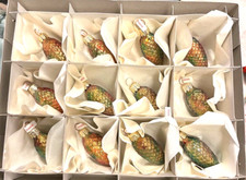 VINTAGE-NEW Box of 12 Cute Small Pinecone Glass Christmas Ornaments Poland