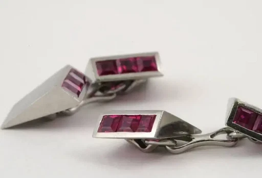 Lab-Created Art Deco Ruby & Cubic Zirconia In 935 Silver Men Fantastic Cufflinks - Image 4 of 4
