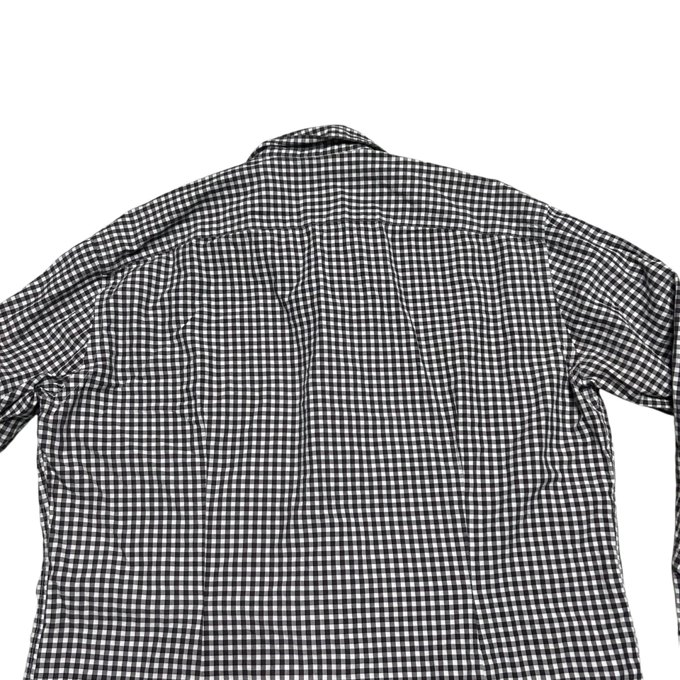 Camisa masculina Eleventy primeira classe tamanho 17 xadrez Gingham branca borgonha botão para cima - Imagem 4 de 4