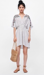 zara embroidered tunic dress