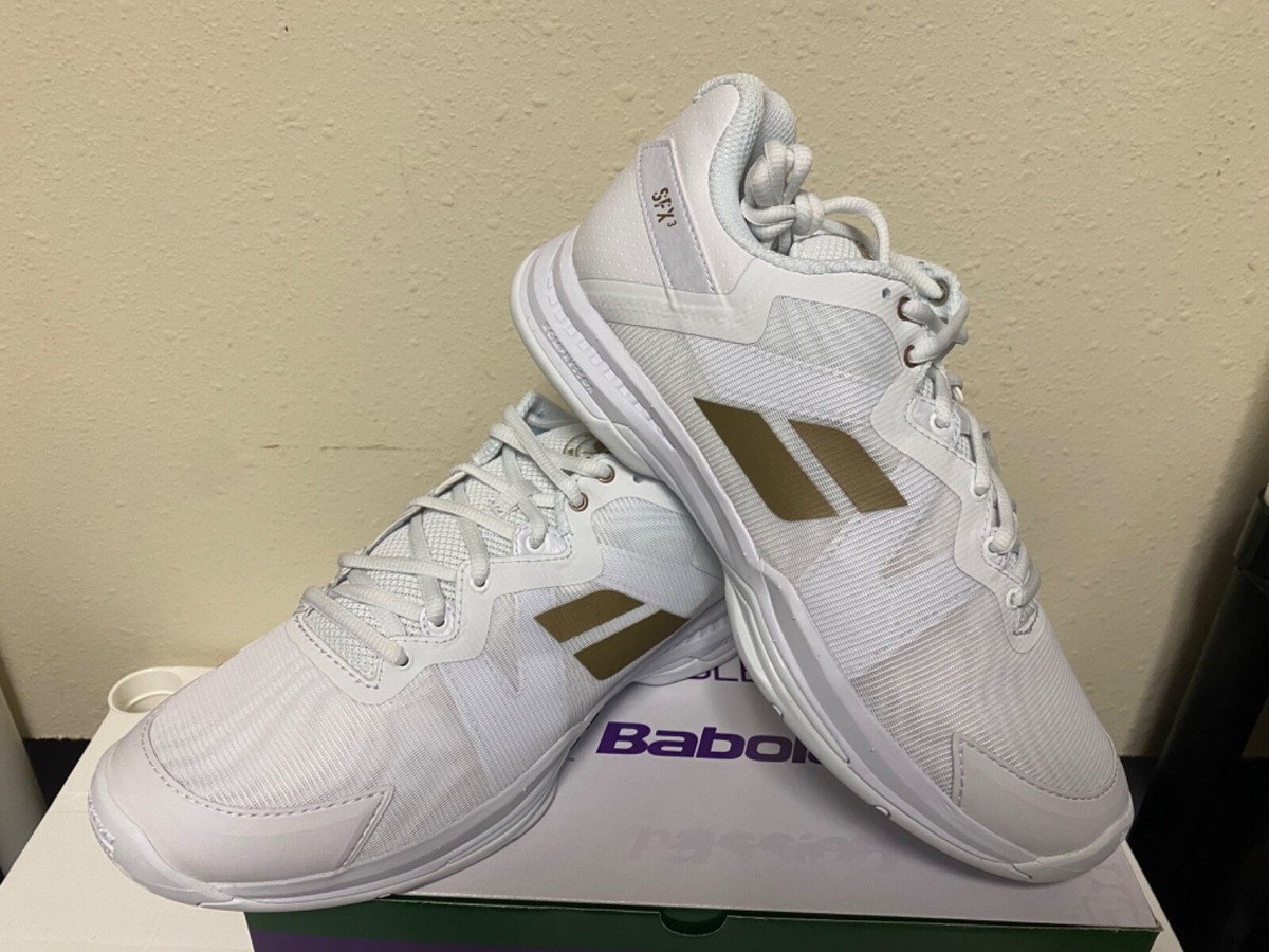 Babolat Men's SFX3 All Court Wimbledon Tennis Shoes White/Gold