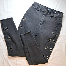 Boom Boom Jeans Junior's 1 Straight Leg Black Denim Rivet Side Accents