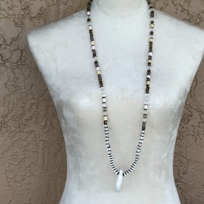 VM Victor Mayerhofer Austria Antique Pendant Necklace Tooth Crystal Unique 38''