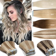 20pcs Brazilian Tape In Remy 100 Real Human Hair Extensions Thick Weft US STOCK